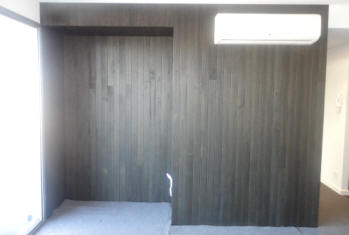 Wall lining made with Charcoal colour Glosswood Panels - matt Finish
