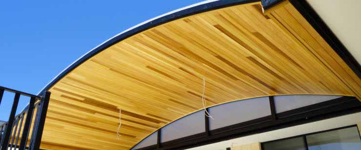 Dome lined ceiling using real Cedar wood boards.