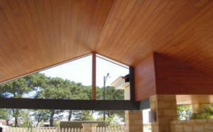 Glosswood timber lining boards were used for this traditional apex roof ceiling. Perth WA